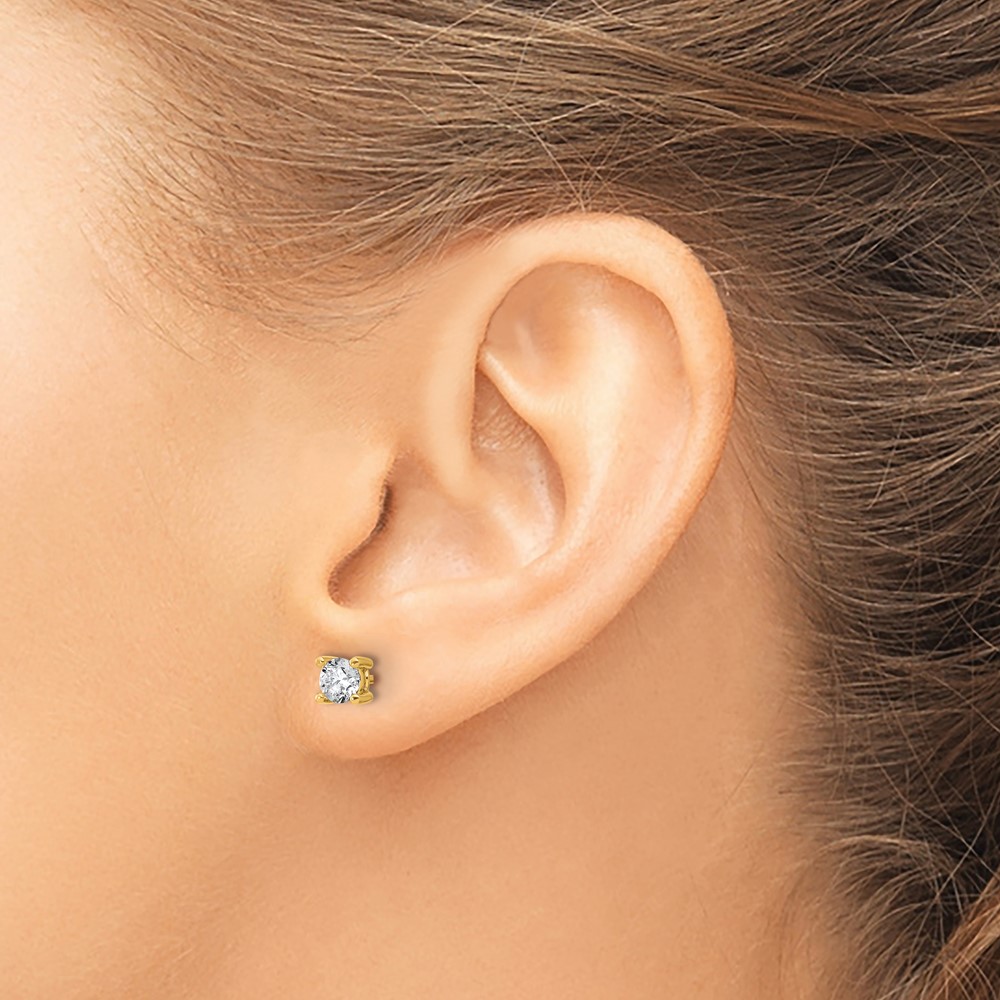 14k 5/8 carat Lab Grown Diamond VS+ F+ Round Complete Four Prong Heavyweight Stud Earrings (EM1006-066-LD)