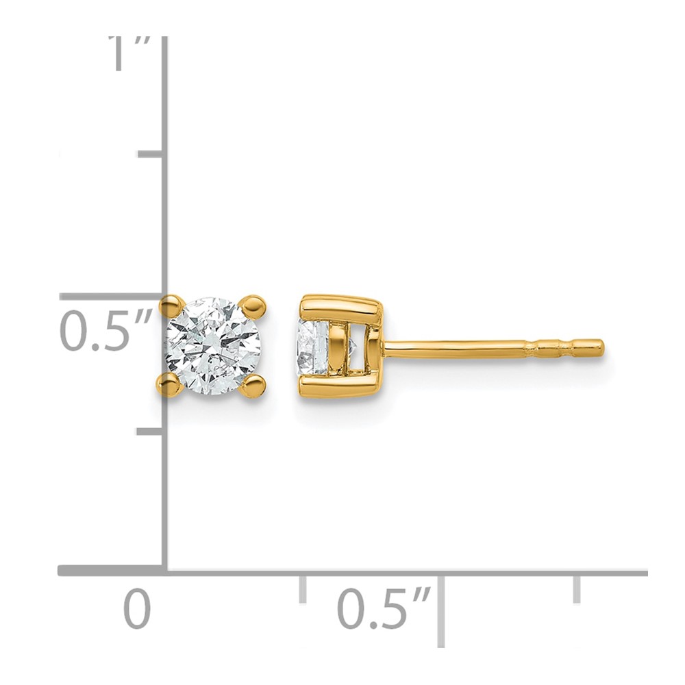 14k 5/8 carat Lab Grown Diamond VS+ F+ Round Complete Four Prong Heavyweight Stud Earrings (EM1006-066-LD)