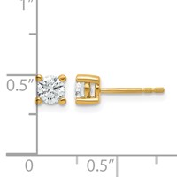 14K Yellow Gold 0.62 Carat Lab Grown Diamond VS SI+ G+ Round Complete Four Prong Heavyweight Stud Earrings view 5