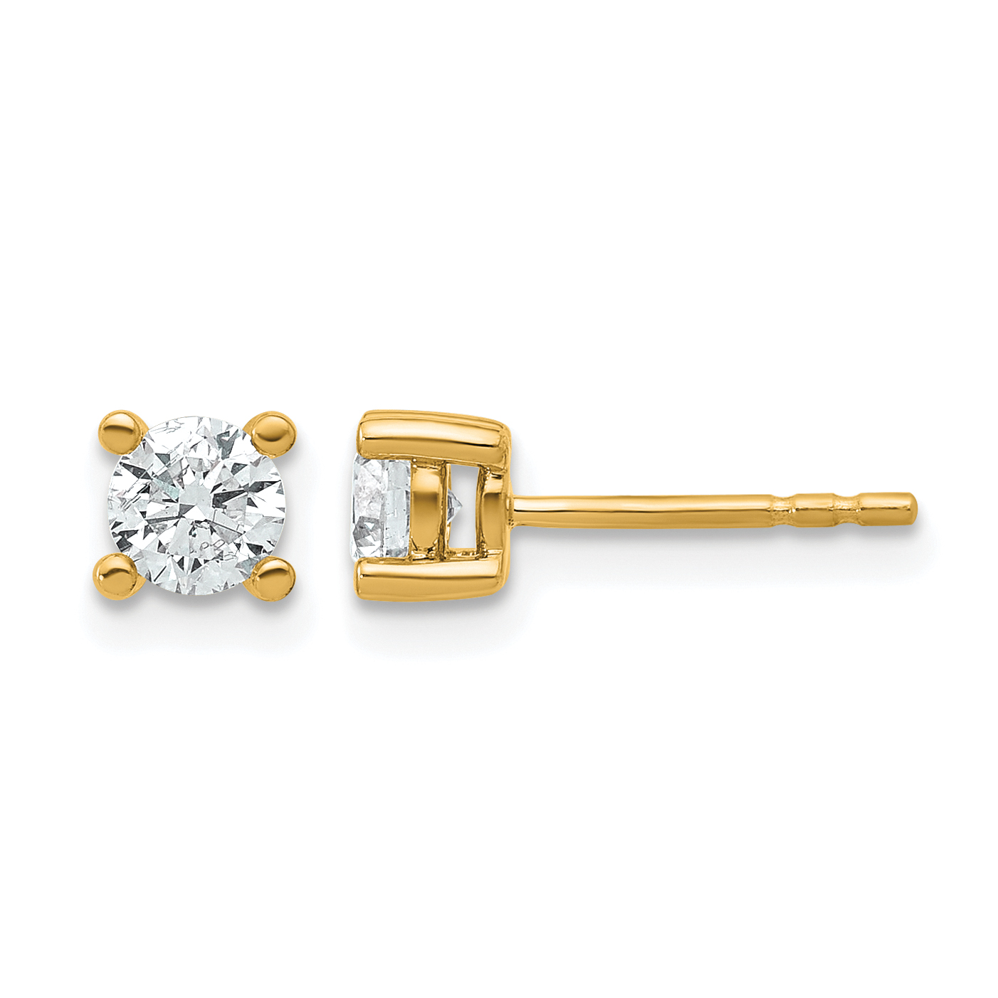 14k 5/8 carat Lab Grown Diamond VS+ F+ Round Complete Four Prong Heavyweight Stud Earrings (EM1006-066-LD)