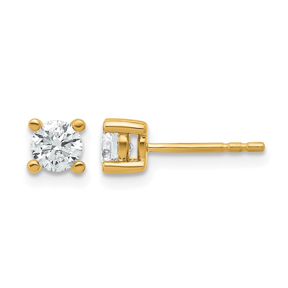 14k 5/8 carat Lab Grown Diamond VS+ F+ Round Complete Four Prong Heavyweight Stud Earrings (EM1006-066-LD)