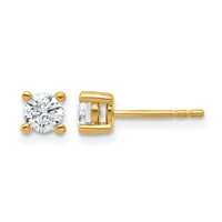 14K Yellow Gold 0.62 Carat Lab Grown Diamond VS SI+ G+ Round Complete Four Prong Heavyweight Stud Earrings view 1