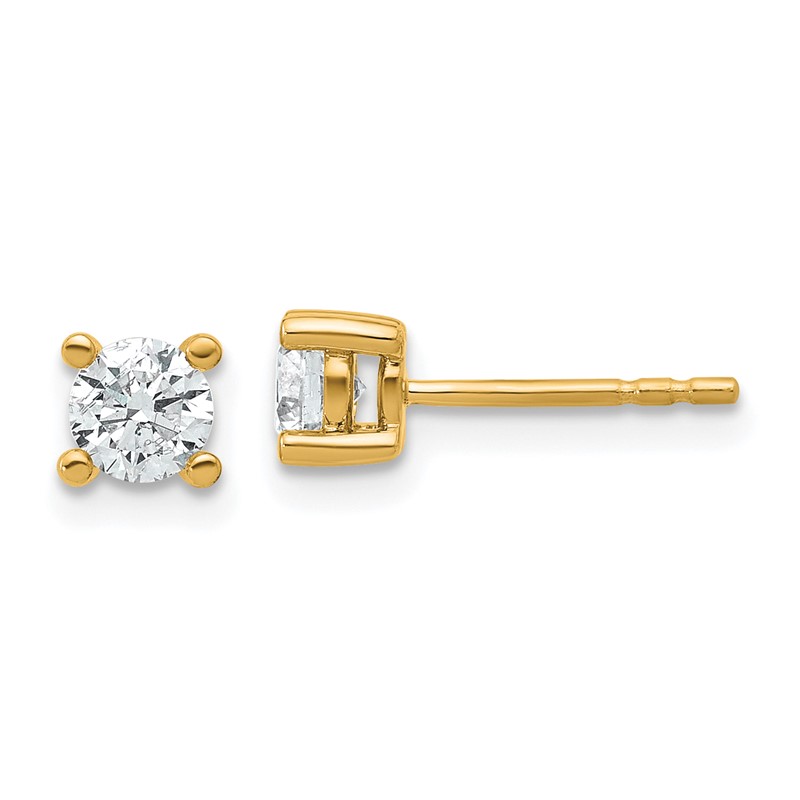 14k Yellow Gold 2/3 ctw Lab Grown Diamond VS+ F+ Round 4 Prong Heavy Wt. Stud Earrings