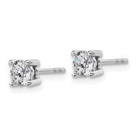 18K White Gold 0.75 Carat Lab Grown Diamond VS+ F+ Round Complete Four Prong Stud Earrings view 2