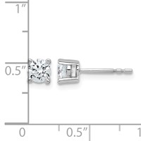 18K White Gold 0.75 Carat Lab Grown Diamond VS+ F+ Round Complete Four Prong Stud Earrings view 5