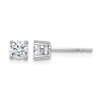 18K White Gold 0.75 Carat Lab Grown Diamond VS+ F+ Round Complete Four Prong Stud Earrings view 1