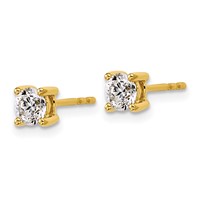 18K Yellow Gold 0.75 Carat Certified Lab Grown Diamond VS+ F+ Round Complete Four Prong Stud Earrings view 2