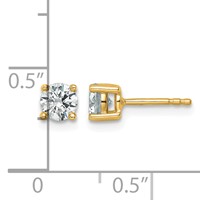 18K Yellow Gold 0.75 Carat Certified Lab Grown Diamond VS+ F+ Round Complete Four Prong Stud Earrings view 5