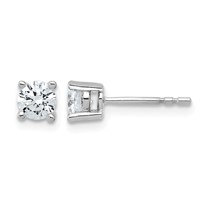 Platinum 0.75 Carat Lab Grown Diamond VS+ F+ Round Complete Four Prong Stud Earrings view 1