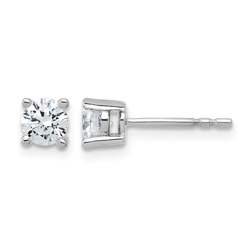 Platinum 0.75 Carat Lab Grown Diamond VS+ F+ Round Complete Four Prong Stud Earrings