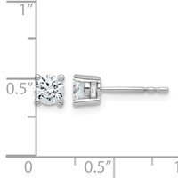 Sterling Silver Rhodium-plated 0.75 Carat Lab Grown Diamond VS SI+ G+ Round Complete Four Prong Stud Earrings view 5