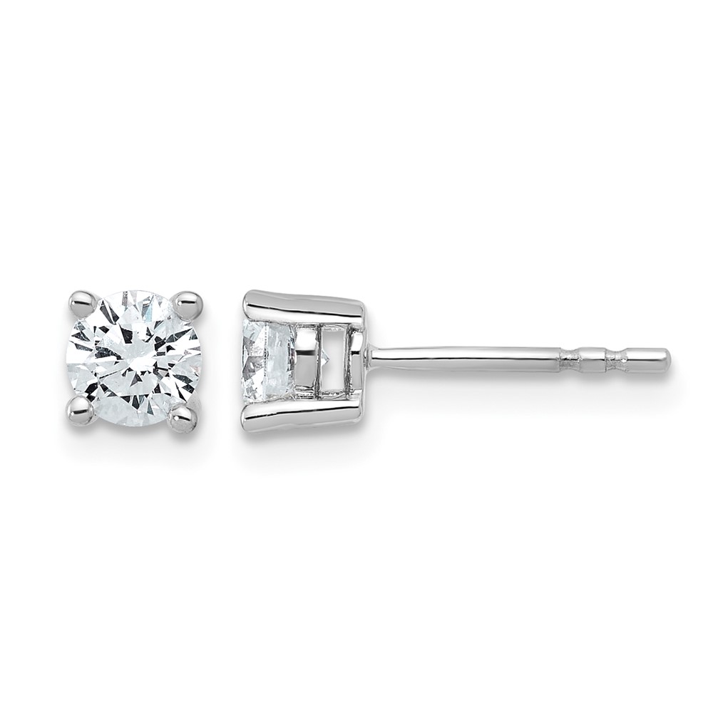Sterling Silver Rhodium-plated 0.75 Carat Lab Grown Diamond VS SI+ G+ Round Complete Four Prong Stud Earrings