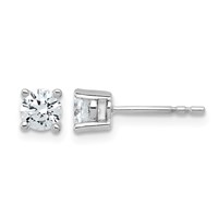 Sterling Silver Rhodium-plated 0.75 Carat Lab Grown Diamond VS SI+ G+ Round Complete Four Prong Stud Earrings view 1
