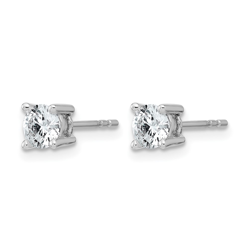 14k White Gold 3/4 carat Lab Grown Diamond VS+ F+ Round Complete Four Prong Heavyweight Stud Earrings (EM1006-075-WLD)