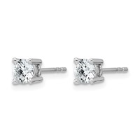 14K White Gold 0.75 Carat Lab Grown Diamond VS SI+ G+ Round Complete Four Prong Heavyweight Stud Earrings view 2