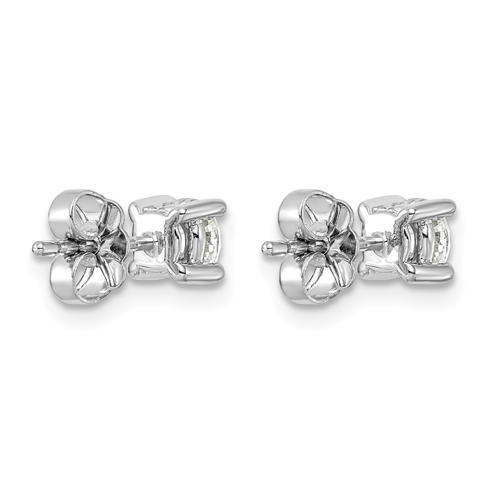 14k White Gold 3/4 carat Lab Grown Diamond VS+ F+ Round Complete Four Prong Heavyweight Stud Earrings (EM1006-075-WLD)