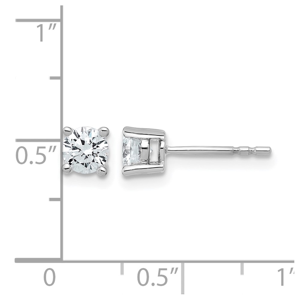 14k White Gold 3/4 carat Lab Grown Diamond VS+ F+ Round Complete Four Prong Heavyweight Stud Earrings (EM1006-075-WLD)