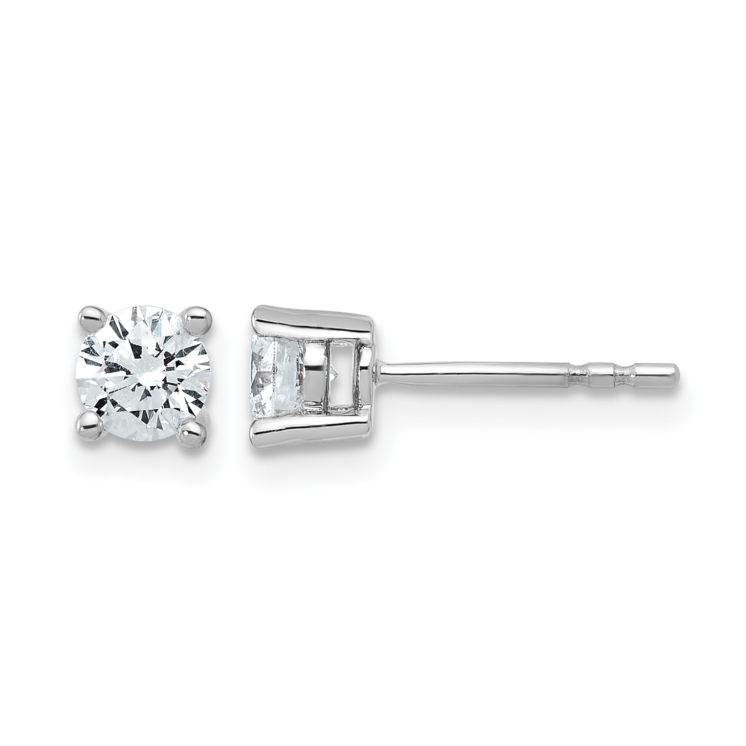 14k White Gold 3/4 carat Certified Lab Grown Diamond VS+ F+ Round Complete Four Prong Heavyweight Stud Earrings (EM1006-075C-WLD)