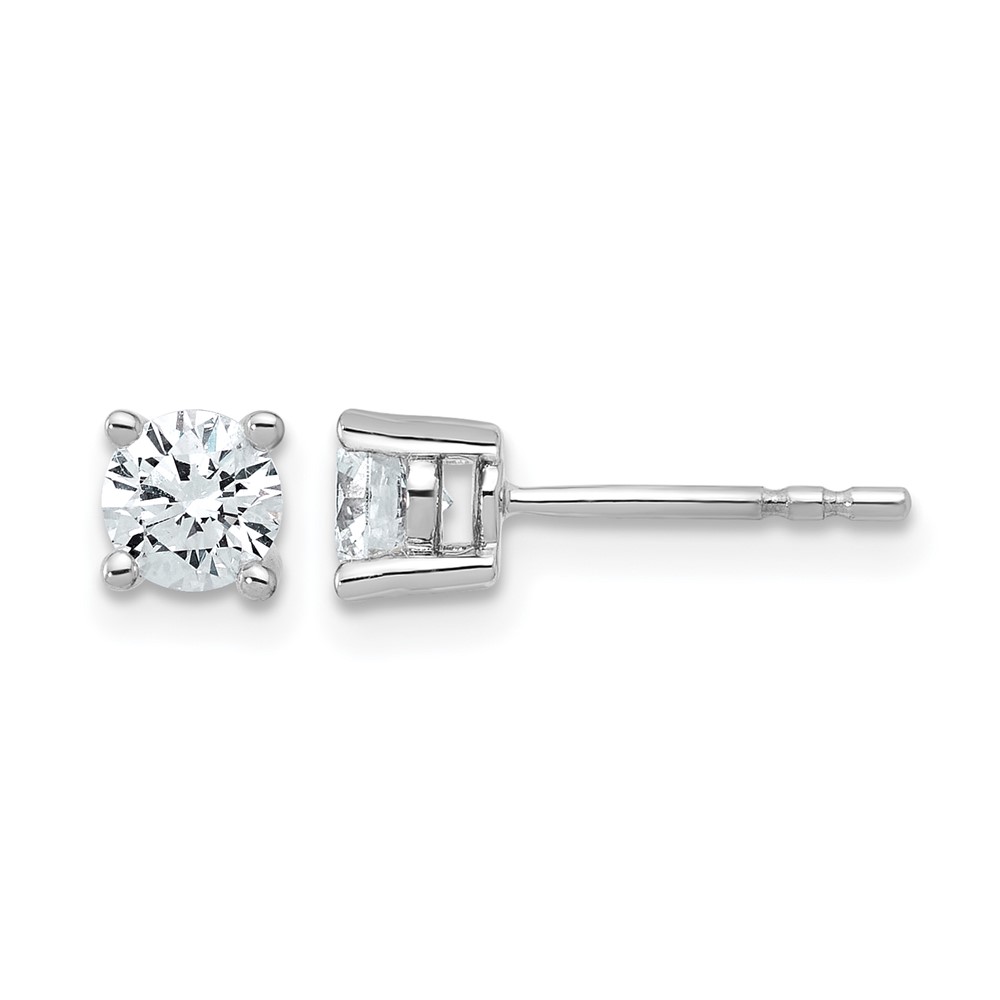14k White Gold 3/4 carat Certified Lab Grown Diamond VS+ F+ Round Complete Four Prong Heavyweight Stud Earrings (EM1006-075C-WLD)