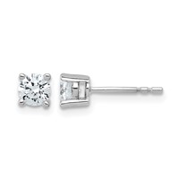 14K White Gold 0.75 Carat Lab Grown Diamond VS SI+ G+ Round Complete Four Prong Heavyweight Stud Earrings view 1