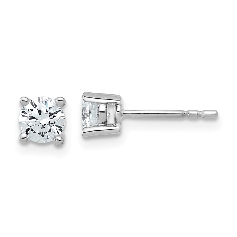 14k White Gold 3/4 ctw Certified Lab Grown Diamond VS+ F+ Round 4 Prong Heavy Wt. Stud Earrings