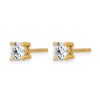 14K Yellow Gold 0.75 Carat Lab Grown Diamond VS+ F+ Round Complete Four Prong Heavyweight Stud Earrings view 2