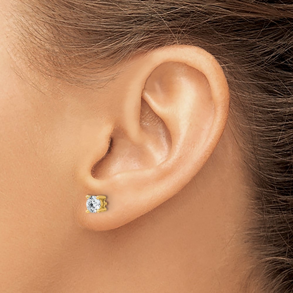 14k 3/4 carat Lab Grown Diamond VS/SI+ G+ Round Complete Four Prong Heavyweight Stud Earrings (EM1006-075-LG)