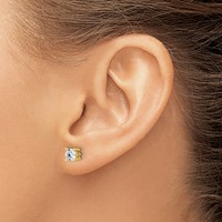 14K Yellow Gold 0.75 Carat Lab Grown Diamond VS+ F+ Round Complete Four Prong Heavyweight Stud Earrings view 3