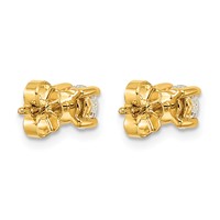 14K Yellow Gold 0.75 Carat Lab Grown Diamond VS+ F+ Round Complete Four Prong Heavyweight Stud Earrings view 4