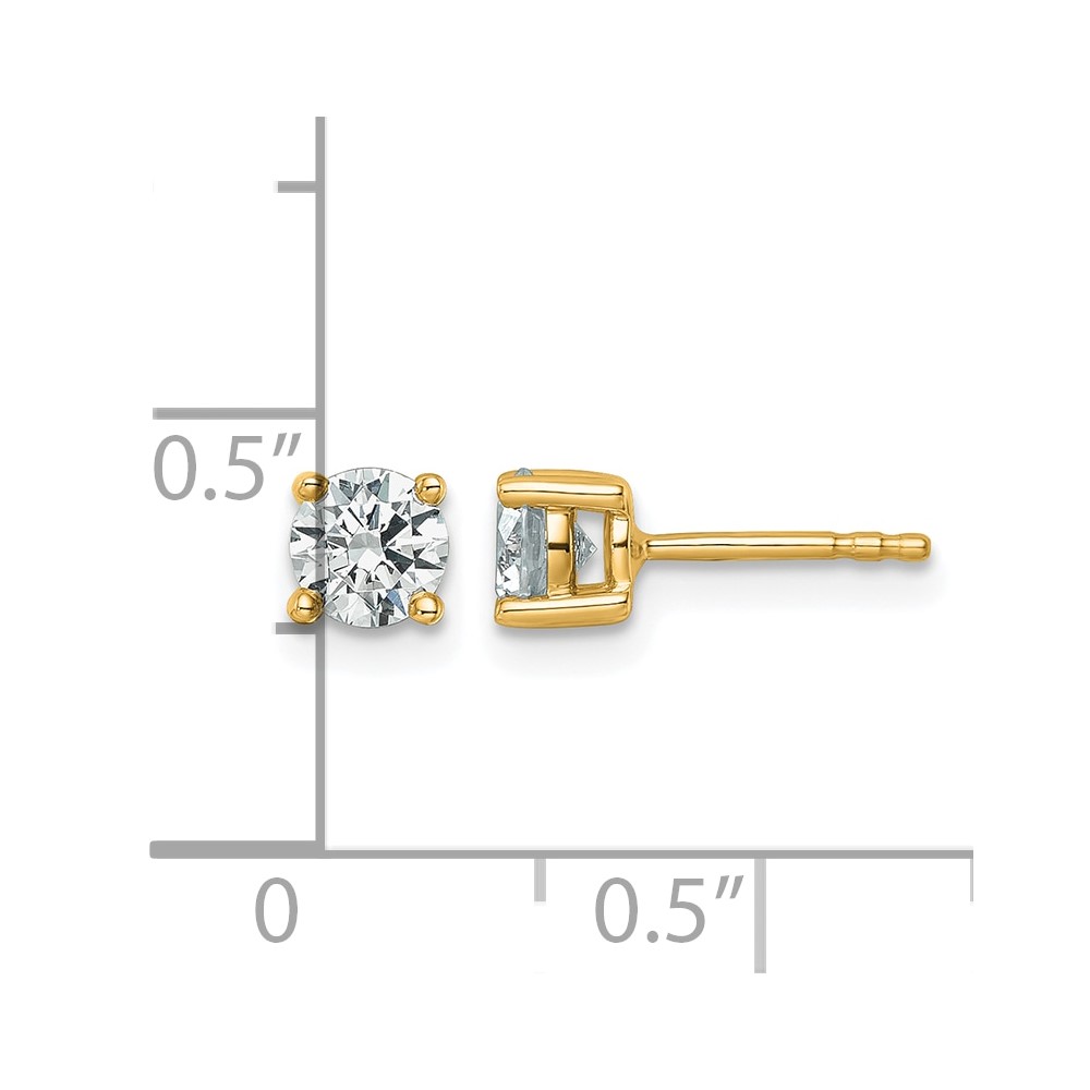 14k 3/4 carat Lab Grown Diamond VS/SI+ G+ Round Complete Four Prong Heavyweight Stud Earrings (EM1006-075-LG)