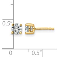 14K Yellow Gold 0.75 Carat Lab Grown Diamond VS+ F+ Round Complete Four Prong Heavyweight Stud Earrings view 5