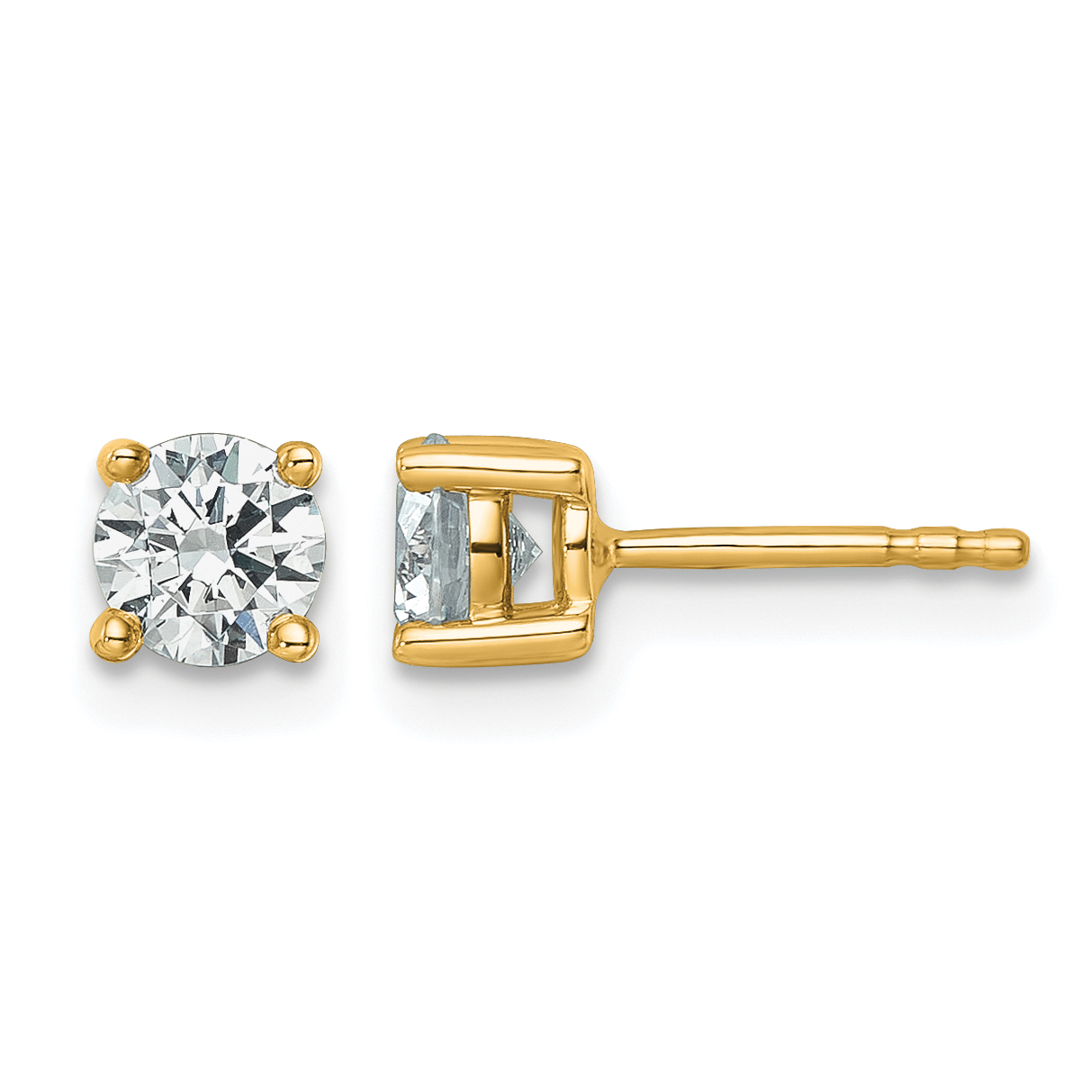 14k 3/4 carat Certified Lab Grown Diamond VS/SI+ G+ Round Complete Four Prong Heavyweight Stud Earrings (EM1006-075C-LG)