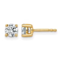 14K Yellow Gold 0.75 Carat Lab Grown Diamond VS+ F+ Round Complete Four Prong Heavyweight Stud Earrings view 1