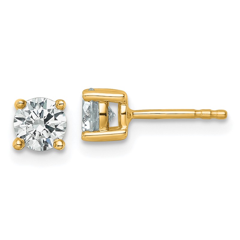 14k Yellow Gold 3/4 ctw Lab Grown Diamond VS/SI+ G+ Round 4 Prong Heavy Wt. Stud Earrings