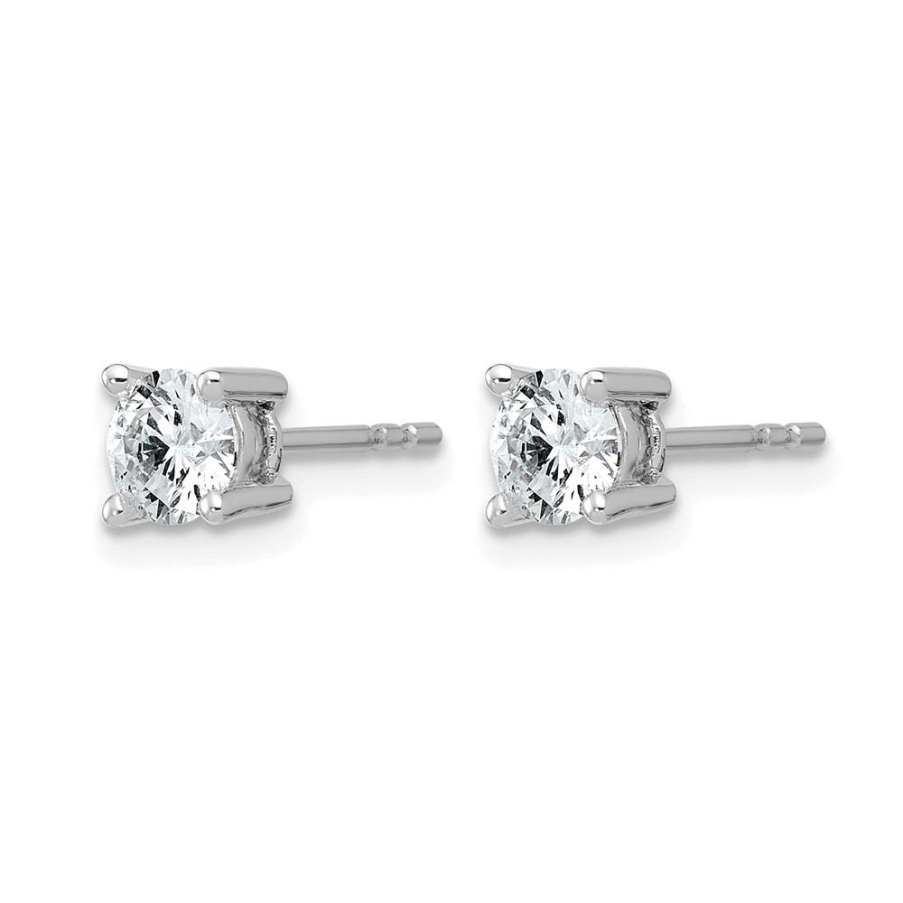 14k White Gold 7/8 carat Lab Grown Diamond VS+ F+ Round Complete Four Prong Heavyweight Stud Earrings (EM1006-087-WLD)