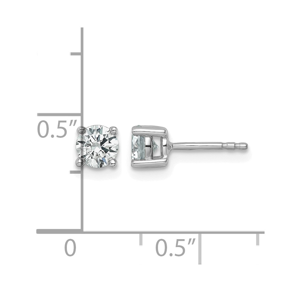 14k White Gold 7/8 carat Lab Grown Diamond VS+ F+ Round Complete Four Prong Heavyweight Stud Earrings (EM1006-087-WLD)