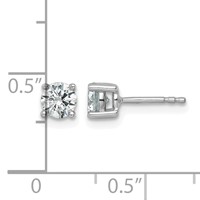 14K White Gold 0.88 Carat Lab Grown Diamond VS SI+ G+ Round Complete Four Prong Heavyweight Stud Earrings view 5