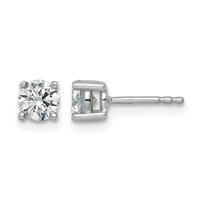 14K White Gold 0.88 Carat Lab Grown Diamond VS SI+ G+ Round Complete Four Prong Heavyweight Stud Earrings view 1