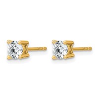 14K Yellow Gold 0.88 Carat Lab Grown Diamond VS+ F+ Round Complete Four Prong Heavyweight Stud Earrings view 2