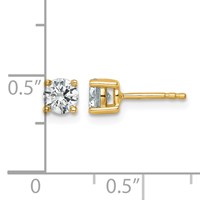14K Yellow Gold 0.88 Carat Lab Grown Diamond VS+ F+ Round Complete Four Prong Heavyweight Stud Earrings view 5