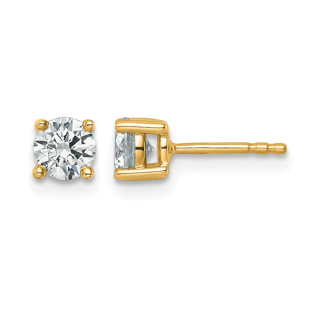 14k 7/8 carat Lab Grown Diamond VS+ F+ Round Complete Four Prong Heavyweight Stud Earrings (EM1006-087-LD)