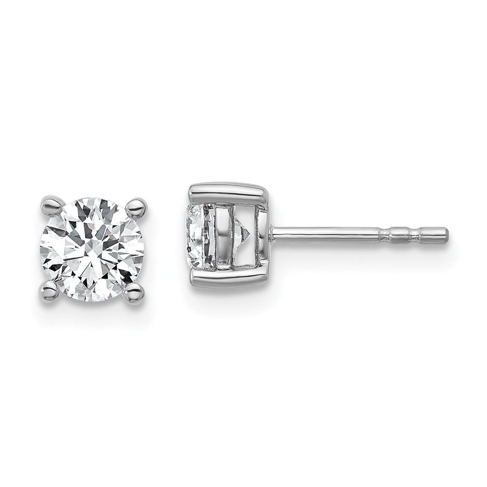 10K White Gold 1 Carat Certified Lab Grown Diamond VS+ F+ Round Complete Four Prong Stud Earrings