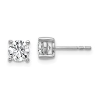 10K White Gold 1 Carat Certified Lab Grown Diamond VS+ F+ Round Complete Four Prong Stud Earrings view 1