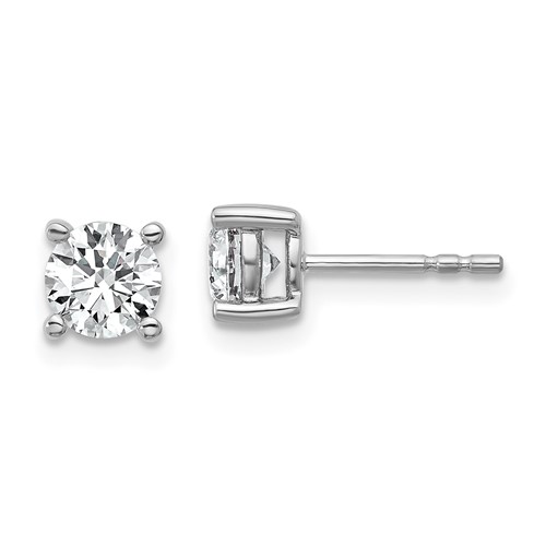 10K White Gold 1 Carat Certified Lab Grown Diamond VS SI+ G+ Round Complete Four Prong Stud Earrings