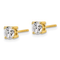 10K Yellow Gold 1 Carat Certified Lab Grown Diamond VS SI+ G+ Round Complete Four Prong Stud Earrings view 2