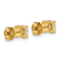 10K Yellow Gold 1 Carat Certified Lab Grown Diamond VS SI+ G+ Round Complete Four Prong Stud Earrings view 3