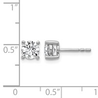 18K White Gold 1 Carat Lab Grown Diamond VS+ F+ Round Complete Four Prong Stud Earrings view 5