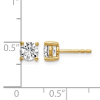 18K Yellow Gold 1 Carat Lab Grown Diamond VS+ F+ Round Complete Four Prong Stud Earrings view 5