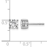 Platinum 1 Carat Certified Lab Grown Diamond VS+ F+ Round Complete Four Prong Stud Earrings view 5