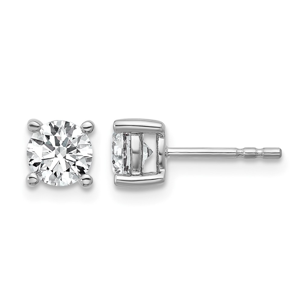 Platinum 1 Carat Certified Lab Grown Diamond VS+ F+ Round Complete Four Prong Stud Earrings